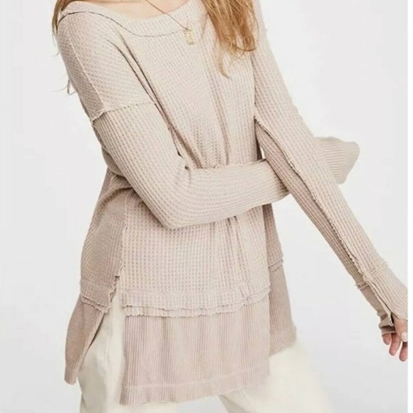 Free People North Shore Thermal Sand Top Size Medium - Picture 13 of 13